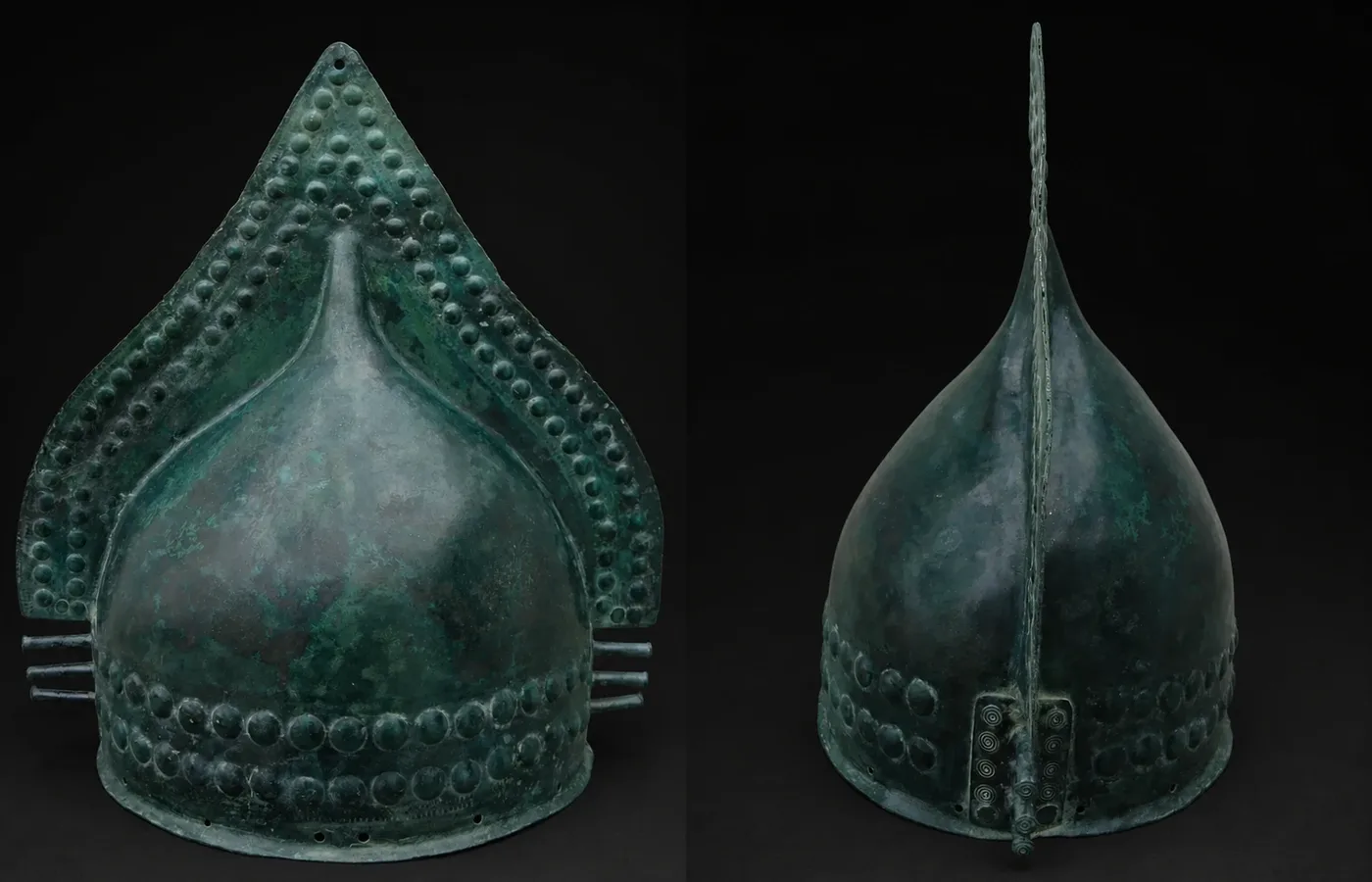 Bronze helmet after restoration